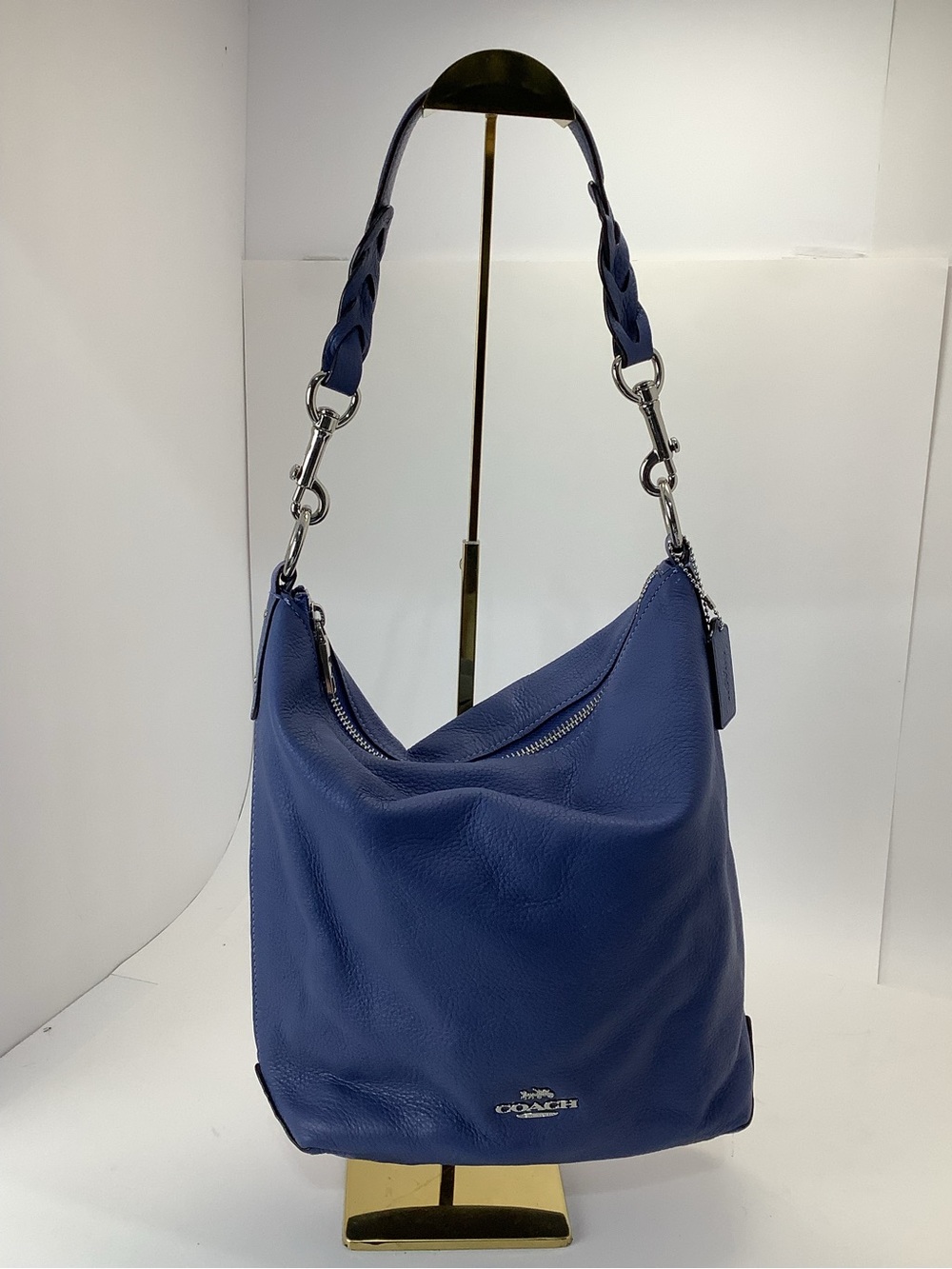 Coach Abby Duffle Pebbled Leather Braided-Handle Hobo Shoulder Bag